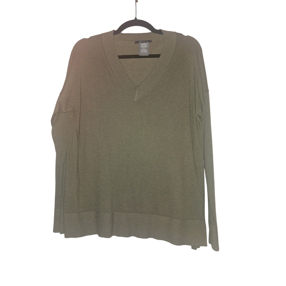 Matty M Olive Green V-Neck‎ Long Sleeve Knit Sweater Womens Large MS9238US/OM